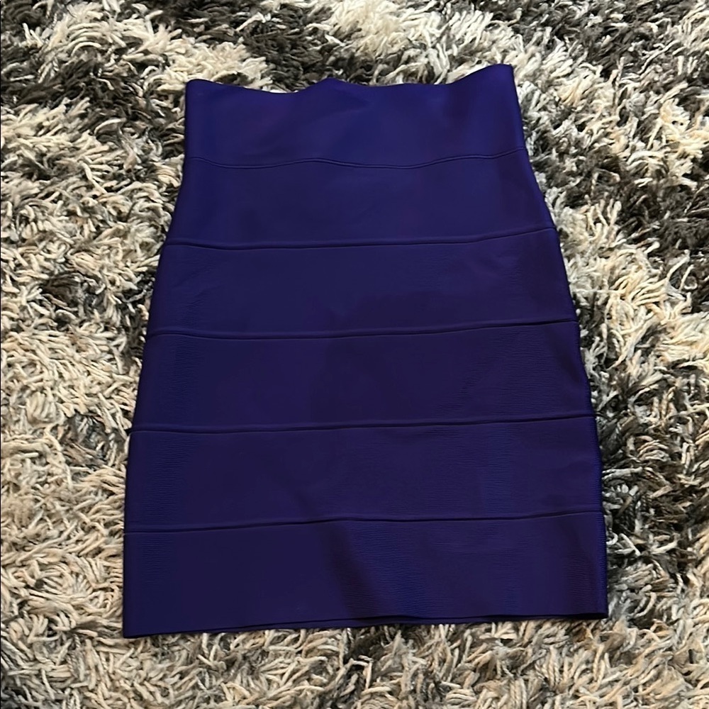 BCBGMaxAzria Blue Ribbed Mini Skirt Cocktail